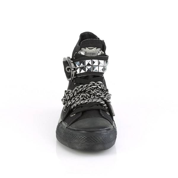 Demonia Men's Deviant-110 High Top Sneakers - Black Canvas D0124-35US Clearance